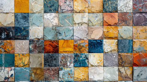 Colorful stone tiles with a digital design, perfect for modern flooring or walls.