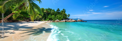 Tropical beach with palm trees and turquoise water