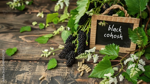 black cohosh capsules homeopathy. Selective focus. photo