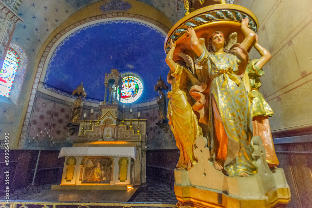 Fototapeta premium Sainte-Marie-Madeleine church, Rennes-le-Chateau, Aude department, Languedoc-Roussillon, France, Europe