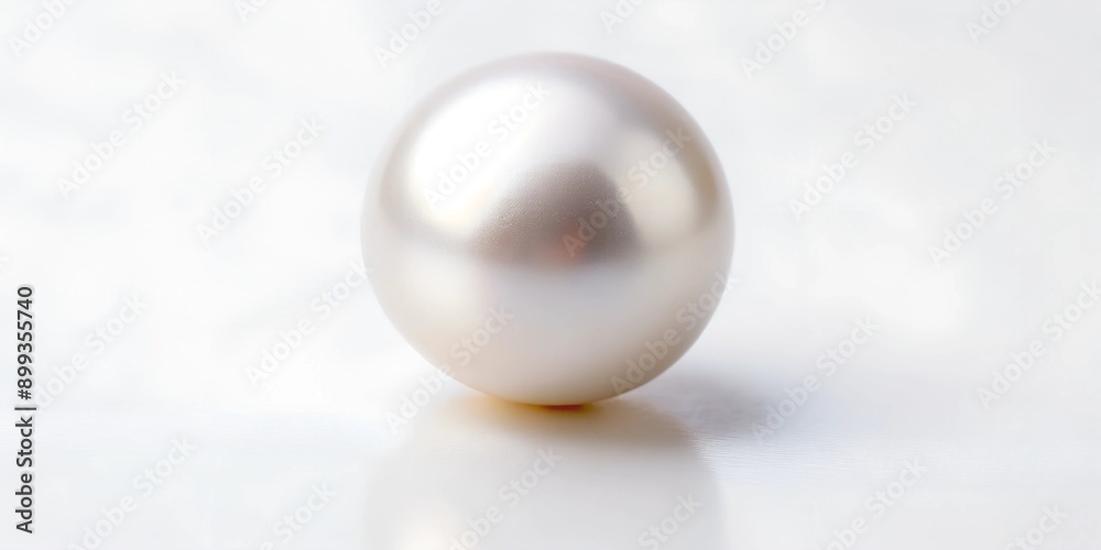 Close up of a single elegant white pearl with soft sheen on white background Generative By AI Close up of a single elegant white pearl with soft sheen on white background Generative By AI