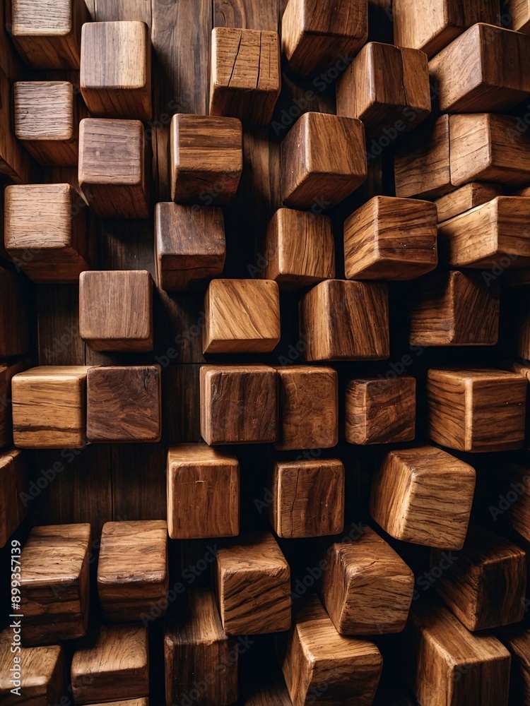 Offset vertical wooden rhomb cubes on surface, stretched blocks texture, hardwood wallpaper. High contrast Offset vertical wooden rhomb cubes on surface, stretched blocks texture, hardwood wallpaper. High contrast