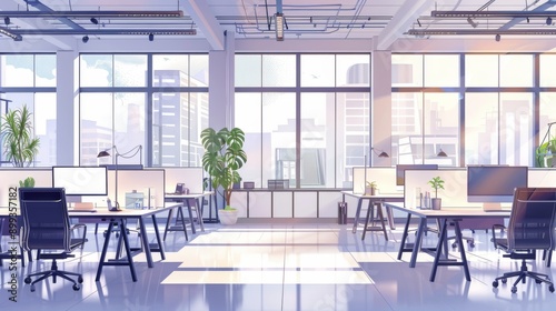 Modern Office Interior Design with City View