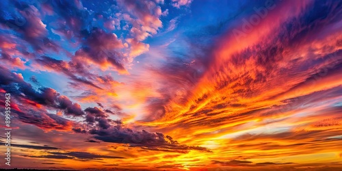 Vibrant sunset colors illuminating the sky, sunset, sky, clouds, colorful, evening, dusk, beauty, nature, horizon