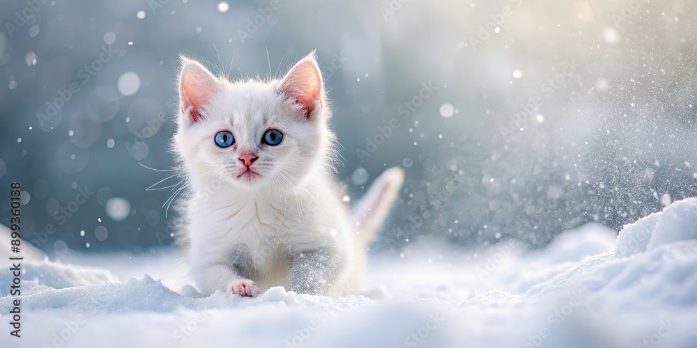 Playful winter kitten playing in the snow , snow, kitten, cat, adorable, cute, furry, pet, seasonal, cold, playful Playful winter kitten playing in the snow , snow, kitten, cat, adorable, cute, furry, pet, seasonal, cold, playful