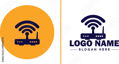 Wi-Fi Router icon Wireless router Wi-Fi access point Network router flat logo sign symbol editable vector