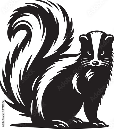 Skunk silhouette vector art illustration White Background Free Download