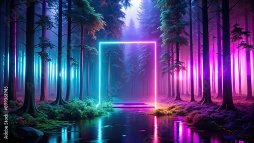Psychedelic neon forest , psychedelic, neon, forest,vibrant, colorful, trippy, surreal, dreamlike, fantasy, wild © Udomner