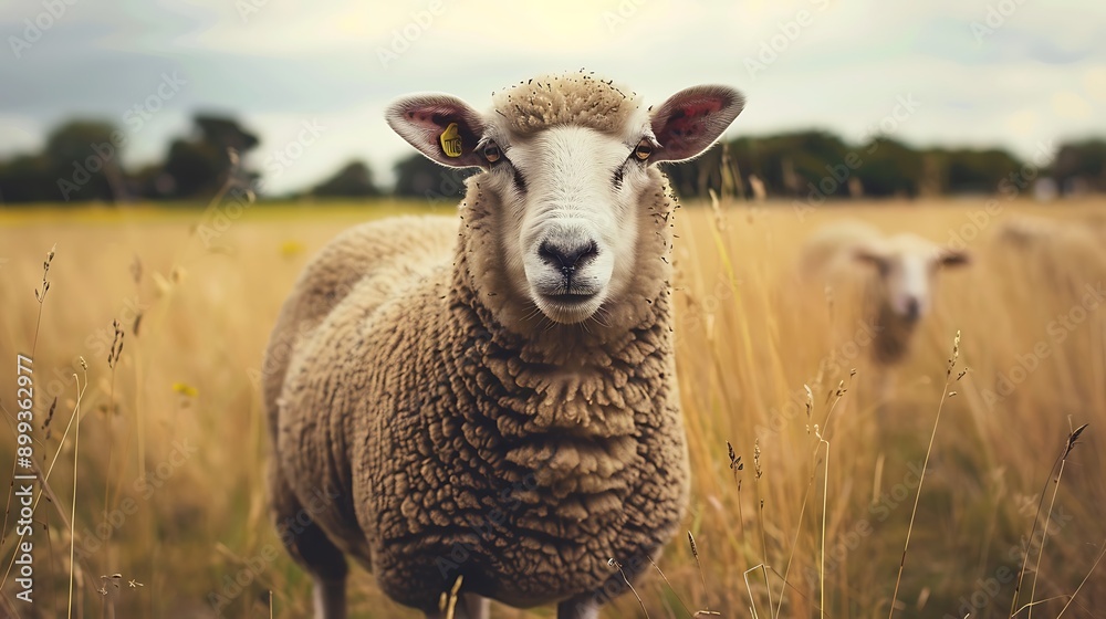 Fototapeta premium A sheep looking directly at the camera
