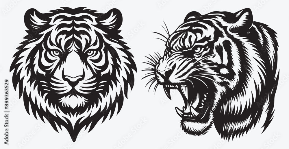 Fototapeta premium Tiger Vector Illustration Silhouette Collection