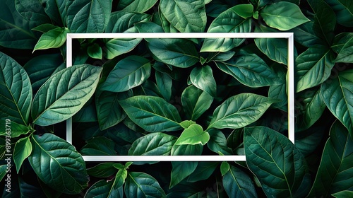 Wallpaper Mural Abstract Art Frame Surrounded by Lush Green Leaves Torontodigital.ca