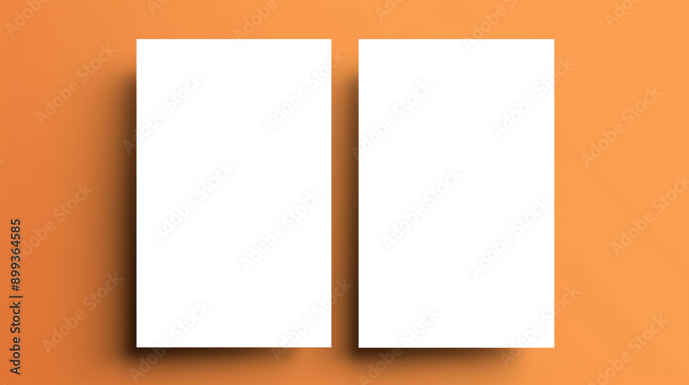 Mockup template for two business cards, brochures or banners on orange background. Mockup template for two business cards, brochures or banners on orange background.