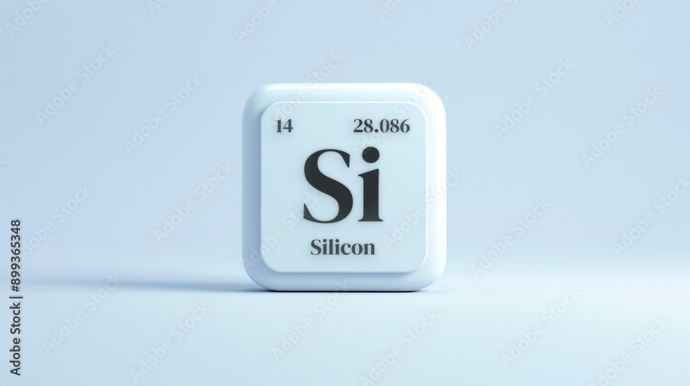 A simple icon of the chemical element Silicon on a white background from the periodic table elements. A simple icon of the chemical element Silicon on a white background from the periodic table elements.