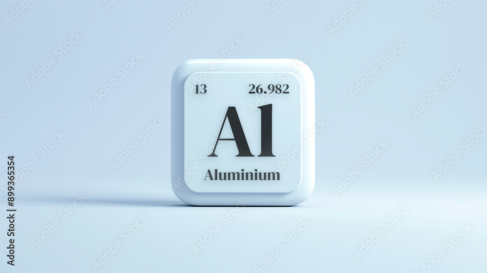 A simple icon of the chemical element Aluminium on a white background from the periodic table elements. A simple icon of the chemical element Aluminium on a white background from the periodic table elements.