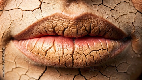 Cotton mouth closeup with dry and parched lips, cotton mouth, dry, parched, lips, thirsty, closeup, dehydrated, health photo