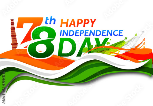 vector illustration of 15th August India Happy Independence Day.