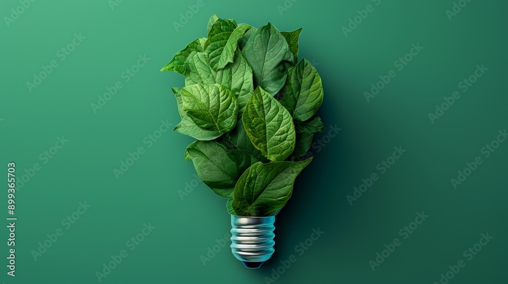 © MAY - A conceptual illustration of a lightbulb filled with green leaves, representing the idea of green design and sustainable energy. © MAY - A conceptual illustration of a lightbulb filled with green leaves, representing the idea of green design and sustainable energy.