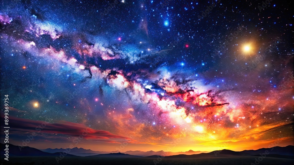 A mesmerizing starry night sky with a colorful galaxy and bright shining stars, galaxy, stars, night, mesmerizing, astronomy A mesmerizing starry night sky with a colorful galaxy and bright shining stars, galaxy, stars, night, mesmerizing, astronomy