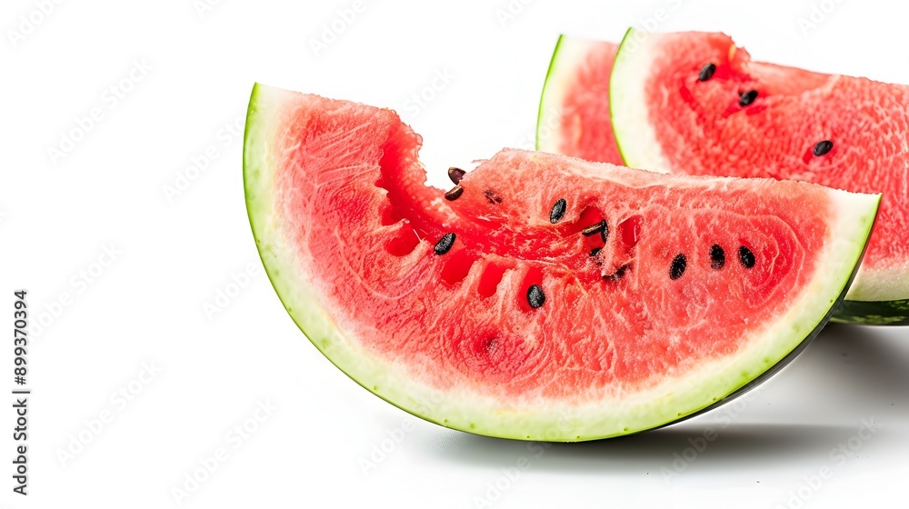 Juicy Watermelon Slice on a White Background Fresh Summertime Fruit Concept