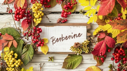 Berberine capsules supplements on the table. Selective focus. photo