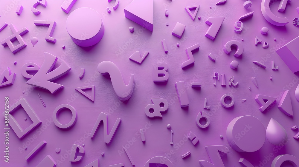 Fototapeta premium A purple background with many different shapes and numbers