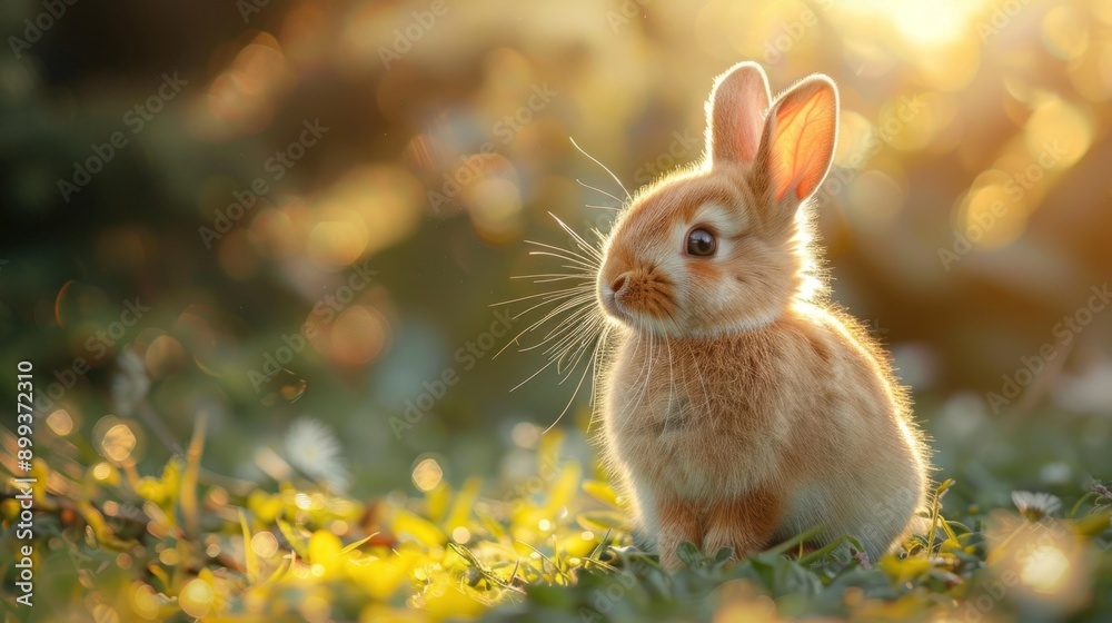 Fototapeta premium Adorable Bunny in a Golden Meadow