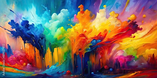 Wallpaper Mural Vibrant abstract oil painting with bold brushstrokes and bright colors depicting creativity and expression Torontodigital.ca
