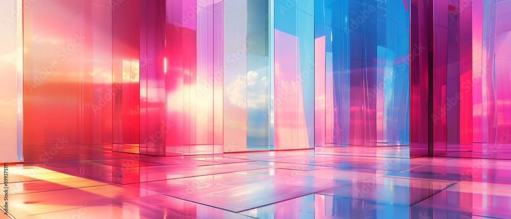  A spacious room boasting numerous windows, adorned with a multicolored mosaic floor
