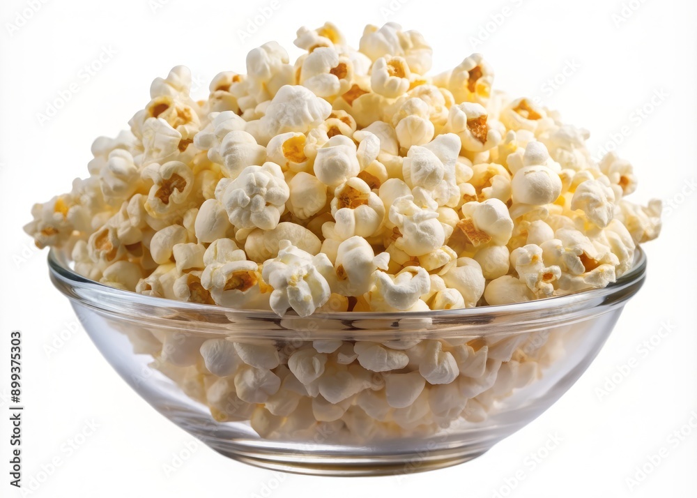 Freshly popped fluffy white popcorn fills a bowl, each kernel perfectly puffed, invitingly arranged, and isolated against a clean transparent background for maximum versatility. Freshly popped fluffy white popcorn fills a bowl, each kernel perfectly puffed, invitingly arranged, and isolated against a clean transparent background for maximum versatility.