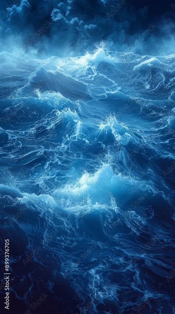 A substantial expanse of water, dotted with numerous approaching waves, and a vessel situated centrally within it A substantial expanse of water, dotted with numerous approaching waves, and a vessel situated centrally within it