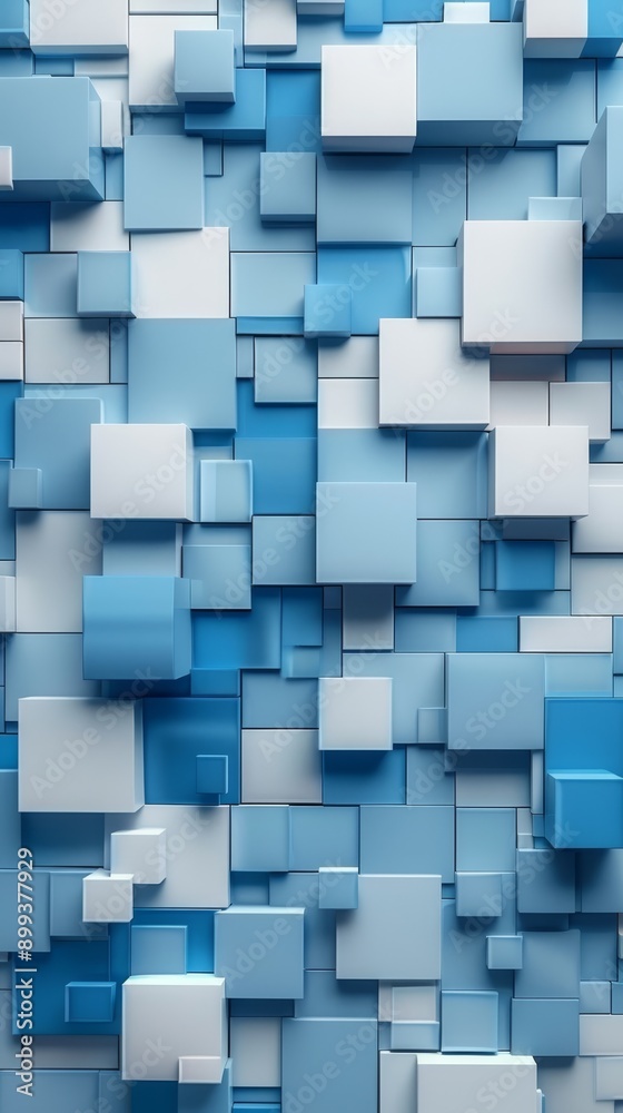A blue-and-white abstract wallpaper features centrally positioned squares and rectangles, encircled by an expanse of each color The composition is anchored by a A blue-and-white abstract wallpaper features centrally positioned squares and rectangles, encircled by an expanse of each color The composition is anchored by a