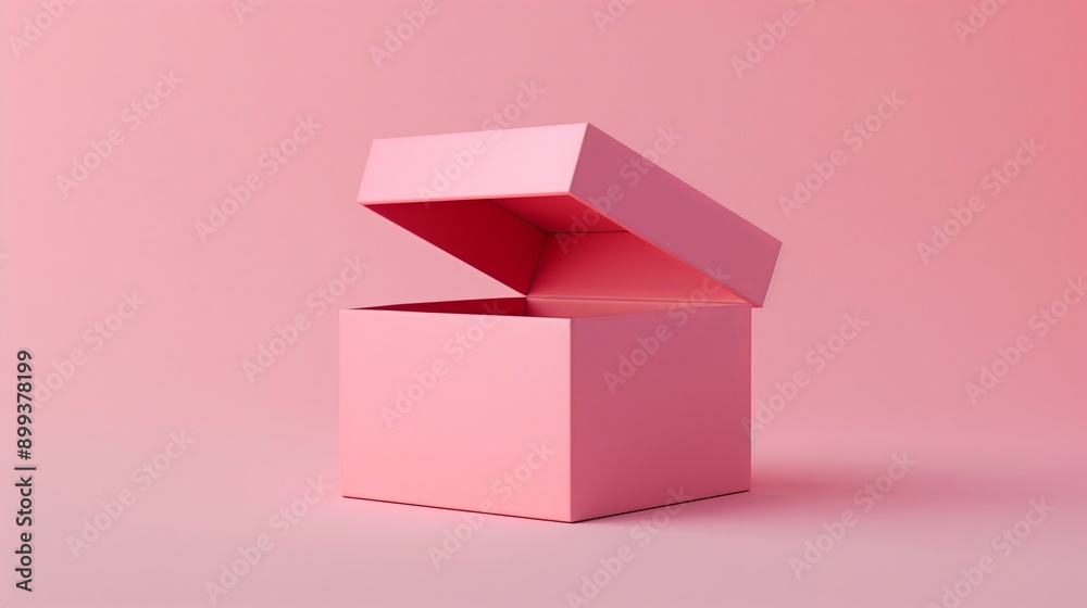 Obraz premium An Open Pink Box on a Soft Pink Background