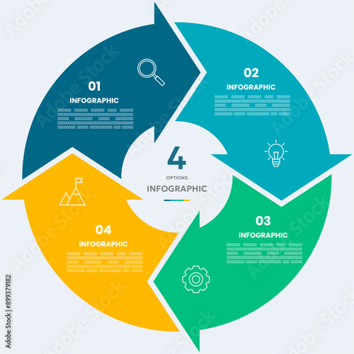 Circle chart infographic template with 4 options for presentations