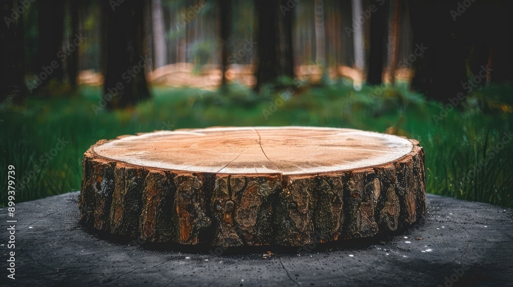 A Freshly Cut Tree Stump Surrounded by Lush Forest During Daylight A Freshly Cut Tree Stump Surrounded by Lush Forest During Daylight