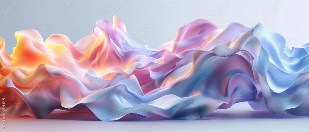 Obraz premium A 3D image of a mountain range against a blue backdrop, with a lighter blue sky in the foreground