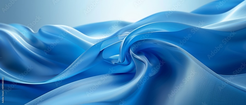 A tight shot of a blue fabric with a hazy design at its lower edge, centered in the image A tight shot of a blue fabric with a hazy design at its lower edge, centered in the image