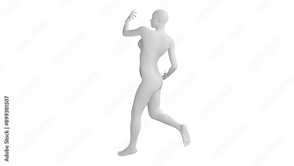 Female Mannequin in Dynamic Dancing Pose Isolated on Transparent Background. Side View. Female Mannequin in Dynamic Dancing Pose Isolated on Transparent Background. Side View.