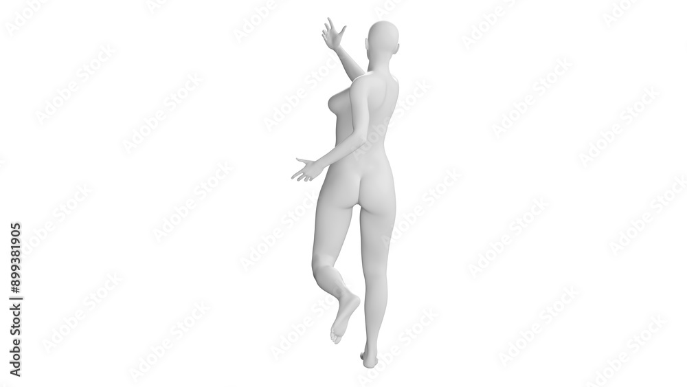 Female Mannequin in Dynamic Dancing Pose Isolated on Transparent Background. Back View. Female Mannequin in Dynamic Dancing Pose Isolated on Transparent Background. Back View.