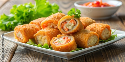 Deep Fried Crab Meat Rolls or Hoi Jo Generative By AI