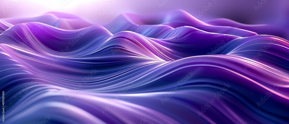 Fototapeta premium Wave of blue and purple hues, featuring a radiant light in its center