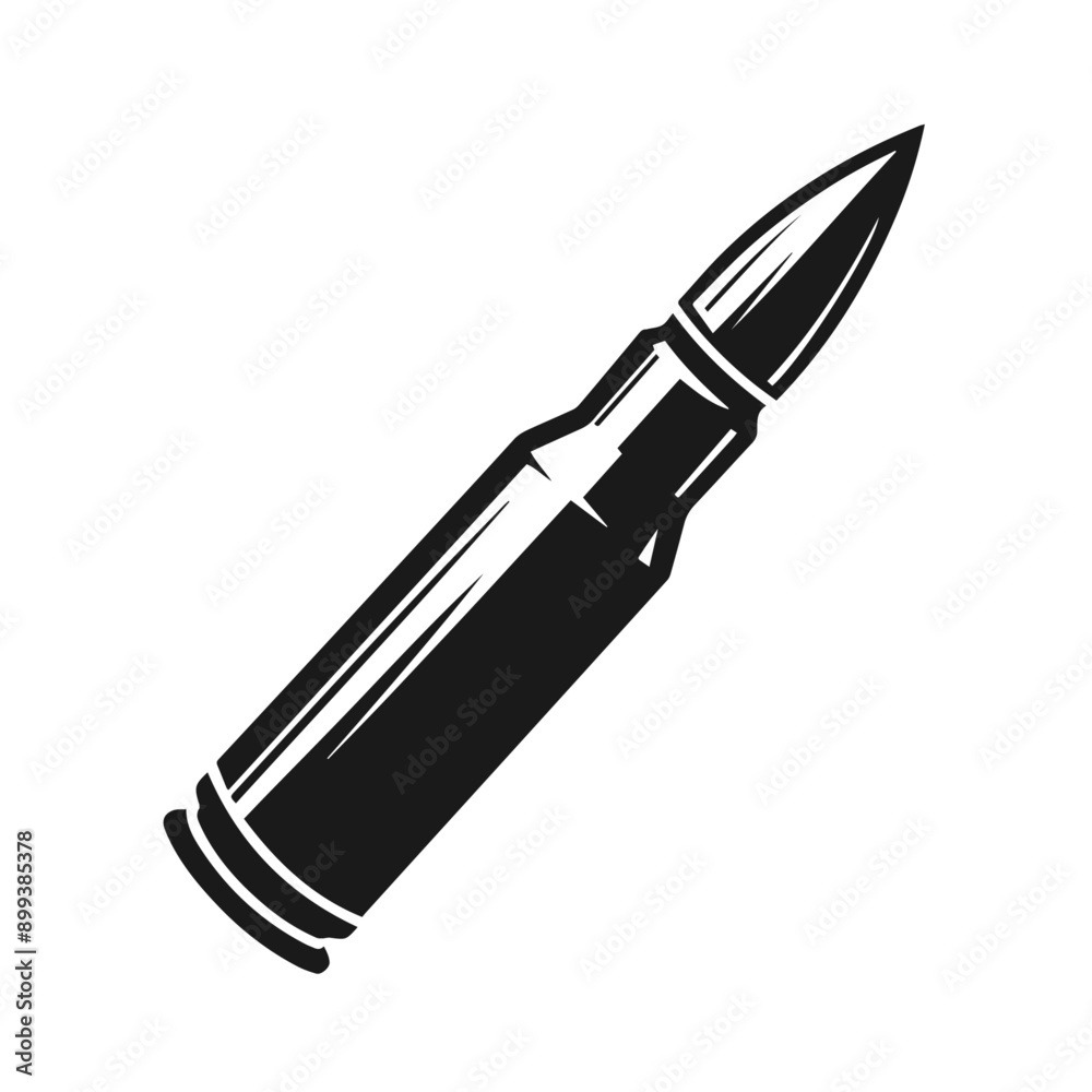 Fototapeta premium Clean black and white vector silhouette of a Bullet isolated on white background