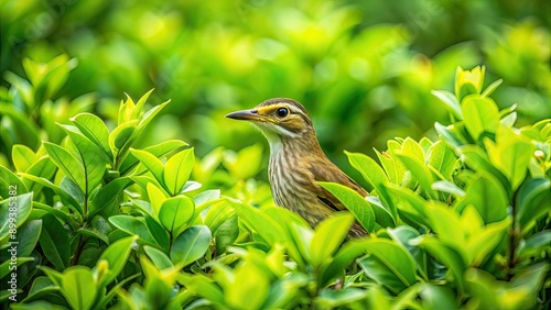 Bird camouflaged among lush green foliage, bird, nature, wildlife, camouflage, greenery, leaves, forest, outdoor