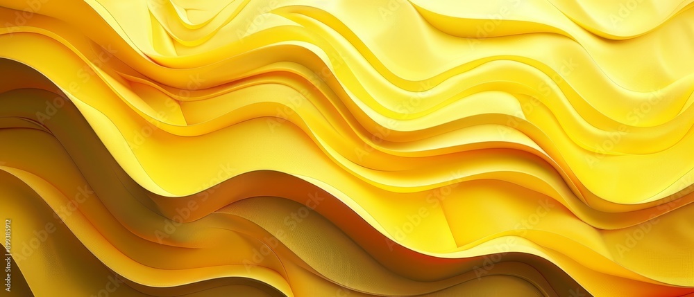 wavy yellow-orange backdrop, red strip below