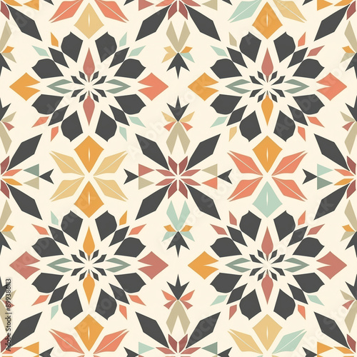 Symmetrical repeating pattern similar to tile. Minimalism style. Wallpaper, poster, background.