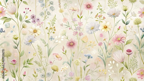 Soft and elegant wildflower pattern with a subtle light backdrop, wildflowers, soft, floral, background, wallpaper, pattern