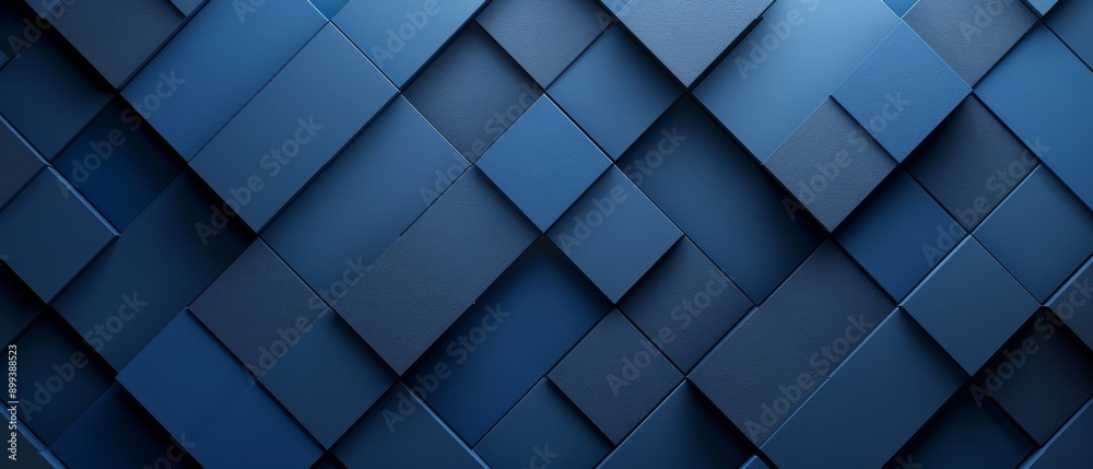 Fototapeta premium A dark blue wallpaper features a central diagonal diamond pattern of squares and rectangles