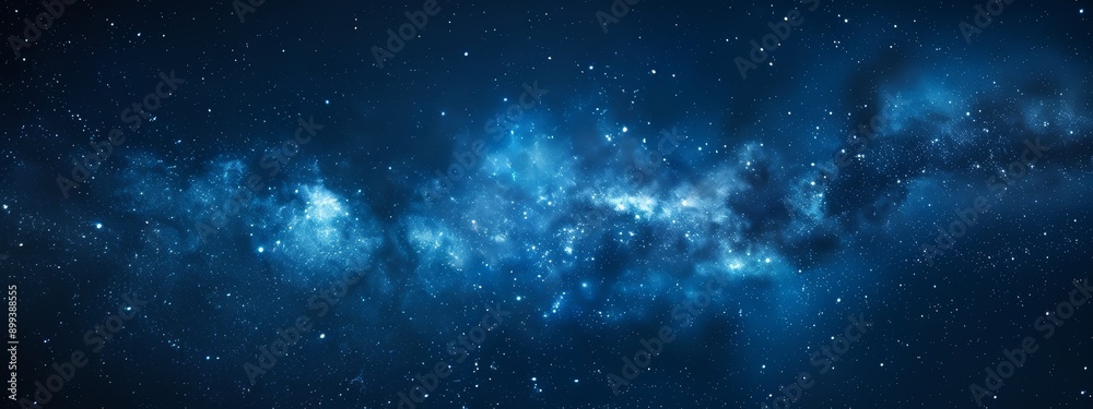 Fototapeta premium countless stars, dark blue and white intermingled, above a blue sky studded with stars