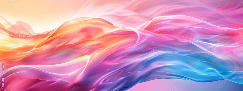 A multicolored wave overlaid on a blue, yellow, pink, and orange background A multicolored wave overlaid on a blue, yellow, pink, and orange background