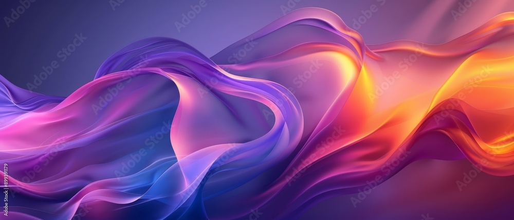 Obraz premium Multicolored wave on a blue, pink, orange, and purple backdrop