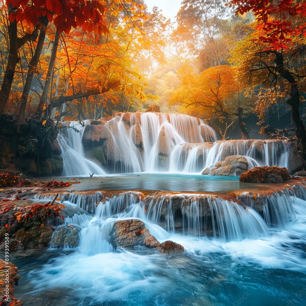 beautiful waterfall. Generative AI beautiful waterfall. Generative AI